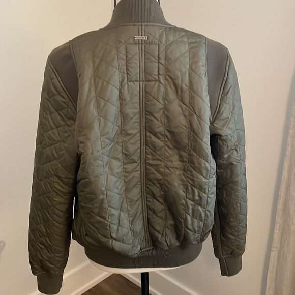 Prana Varsity Quilted Bomber Jacket Womens Olive Green Size S - Picture 5 of 10